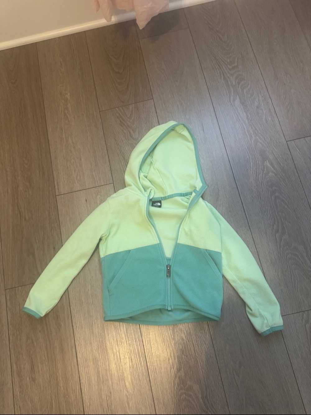 The North Face Kids Two-Tone Mint and Teal Hooded Fleece Jacket